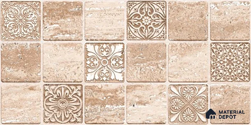 Highlighter Wall Tile TL 06549 B NG Royal Travertine Crema HL 02 2 ft x 1 ft Ceramic Matte Finish - 8 mm | Suitable for Living Room, Kitchen & Bathroom (Sample)