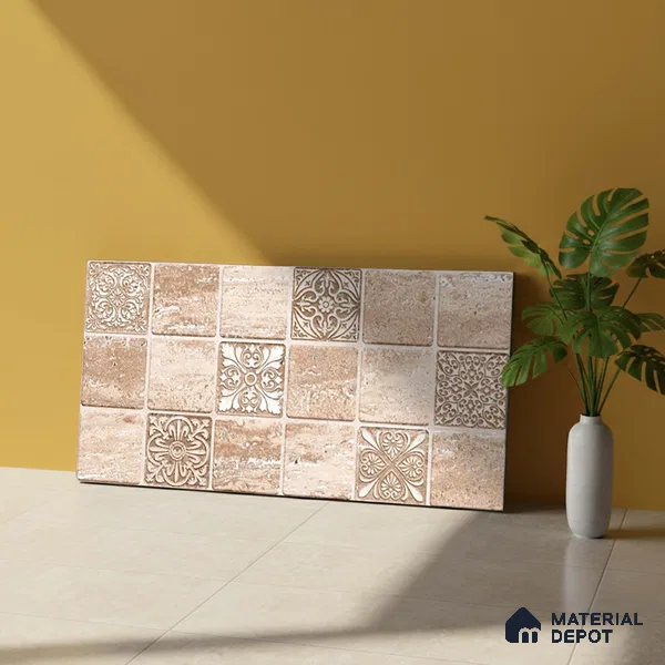 Highlighter Wall Tile TL 06549 B NG Royal Travertine Crema HL 02 2 ft x 1 ft Ceramic Matte Finish - 8 mm | Suitable for Living Room, Kitchen & Bathroom (Sample)