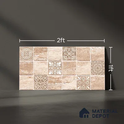 Highlighter Wall Tile TL 06549 B NG Royal Travertine Crema HL 02 2 ft x 1 ft Ceramic Matte Finish - 8 mm | Suitable for Living Room, Kitchen & Bathroom (Sample)