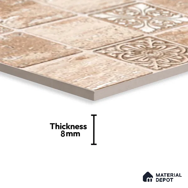 Highlighter Wall Tile TL 06549 B NG Royal Travertine Crema HL 02 2 ft x 1 ft Ceramic Matte Finish - 8 mm | Suitable for Living Room, Kitchen & Bathroom (Sample)