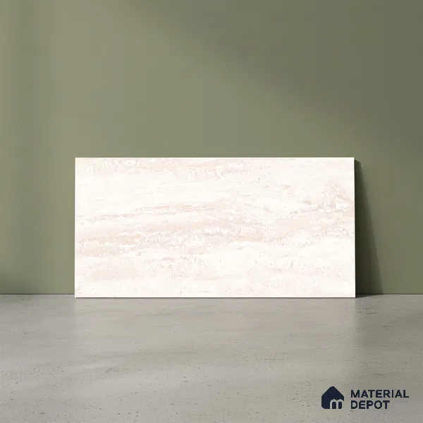 Marble Wall Tile TL 06549 Royal Travertine Beige 2 ft x 1 ft Ceramic Matte Finish - 8 mm | Suitable for Living Room, Kitchen & Bathroom (Sample)