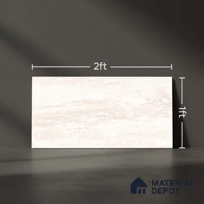 Marble Wall Tile TL 06549 Royal Travertine Beige 2 ft x 1 ft Ceramic Matte Finish - 8 mm | Suitable for Living Room, Kitchen & Bathroom (Sample)