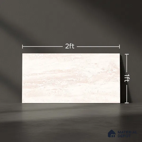 Marble Wall Tile TL 06549 Royal Travertine Beige 2 ft x 1 ft Ceramic Matte Finish - 8 mm | Suitable for Living Room, Kitchen & Bathroom (Sample)