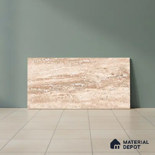 Stone Wall Tile TL 06549 C Royal Travertine Crema 2 ft x 1 ft Ceramic Matte Finish - 8 mm | Suitable for Living Room, Kitchen & Bathroom