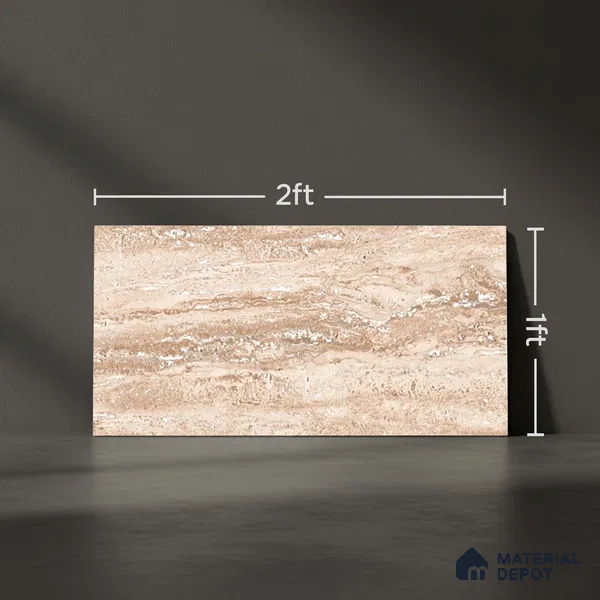 Stone Wall Tile TL 06549 C Royal Travertine Crema 2 ft x 1 ft Ceramic Matte Finish - 8 mm | Suitable for Living Room, Kitchen & Bathroom (Sample)