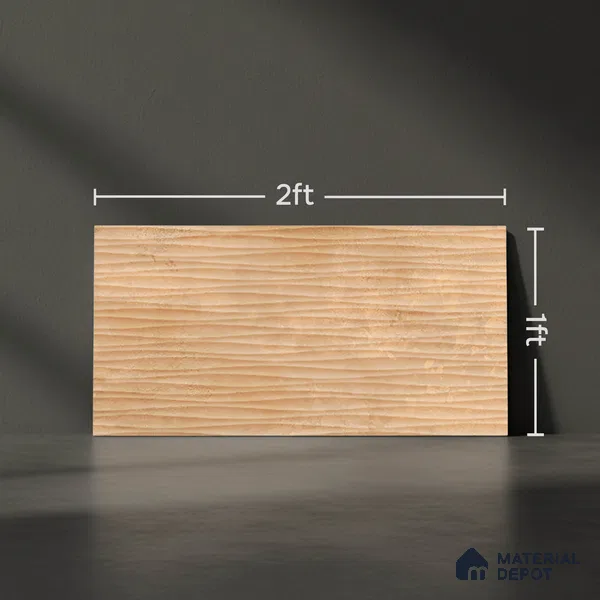 Highlighter Wall Tile TL 06480 C Brech Waves 2 ft x 1 ft Matte Finish Ceramic Tile - 8 mm | Suitable for Kitchen Backsplash, Bathroom & Basin Accent