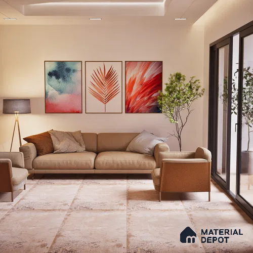 Metallic Floor & Wall Tile TL 06494 Ferro Beige 4 ft x 2 ft Vitrified Matte Finish - 9 mm | Suitable for Living Room, Bedroom, Kitchen & Bathroom