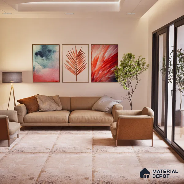 Metallic Floor & Wall Tile TL 06494 Ferro Beige 4 ft x 2 ft Vitrified Matte Finish - 9 mm | Suitable for Living Room, Bedroom, Kitchen & Bathroom (Sample)