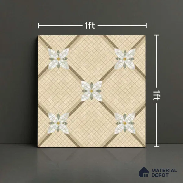 Moroccan Wall & Floor Tile TL 10016 | CRV-106 | 1 ft x 1 ft Matte Finish Ceramic Tile - 10 mm | Suitable for Bathroom, Kitchen, Balcony | Please Expect a Slight Variation of Pattern