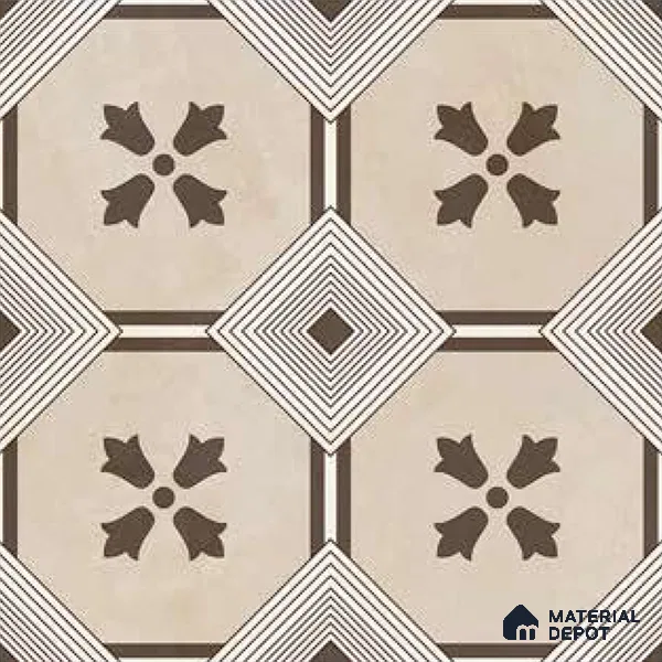 Moroccan Wall & Floor Tile TL 10039 | CRV-94 | 1 ft x 1 ft Matte Finish Ceramic Tile - 10 mm | Suitable for Bathroom, Kitchen, Balcony | Please Expect a Slight Variation of Pattern