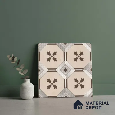 Moroccan Wall & Floor Tile TL 10039 | CRV-94 | 1 ft x 1 ft Matte Finish Ceramic Tile - 10 mm | Suitable for Bathroom, Kitchen, Balcony | Please Expect a Slight Variation of Pattern