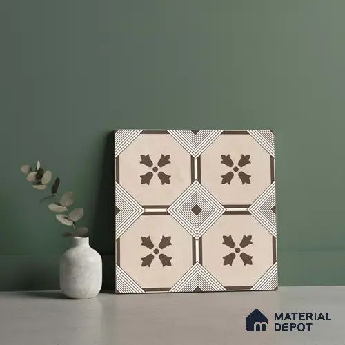 Wall & Floor Tile TL 10039 | CRV-94 | 1 ft x 1 ft  Finish Ceramic Tile - 10 mm | Suitable for Living Room, Bedroom, Bathroom & Kitchen | Please Expect a Slight Variation of Pattern