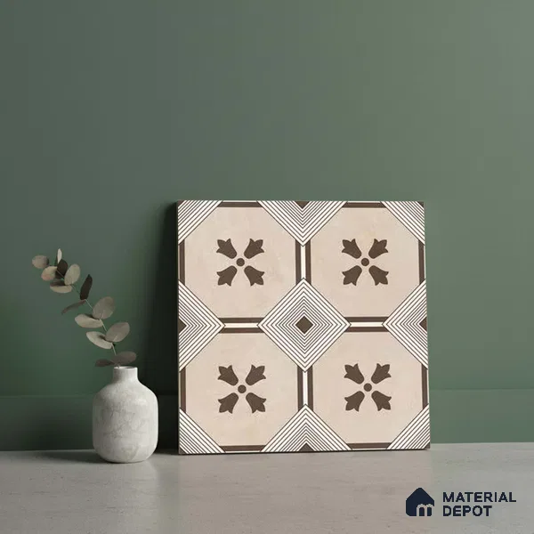 Moroccan Wall & Floor Tile TL 10039 | CRV-94 | 1 ft x 1 ft Matte Finish Ceramic Tile - 10 mm | Suitable for Bathroom, Kitchen, Balcony | Please Expect a Slight Variation of Pattern