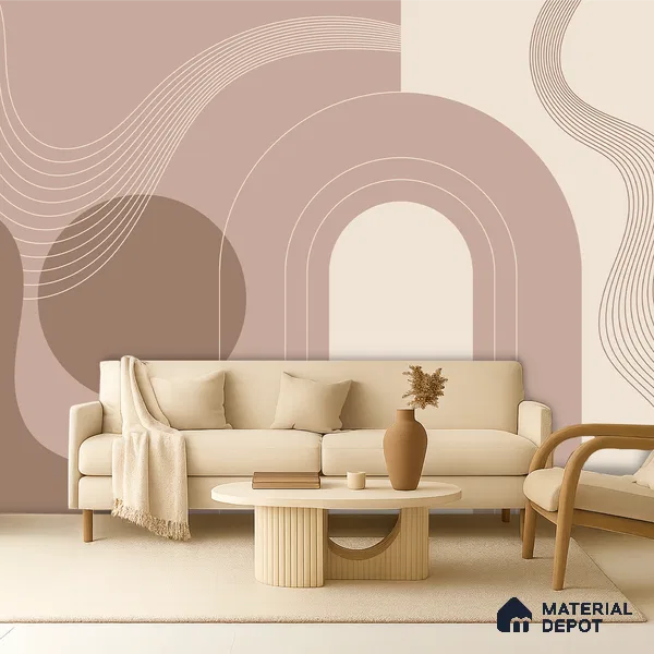 Neutral Terrain Twirl | WP 04154 Canvas Texture Finish Abstract Style luxurious Customized size Wallpaper | 250 GSM WP01CNF Paper | (MOQ = 30 Sq. Ft.)