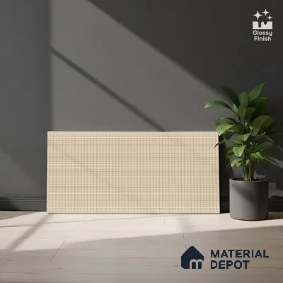 Fabric Highlighter Wall Tile TL 06475 B Woven Sahara 2 ft x 1 ft Glossy Finish Ceramic Tile - 8 mm | Suitable For Kitchen, Bathroom & Accent/Feature Wall