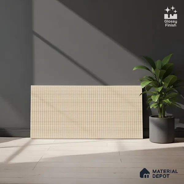 Fabric Highlighter Wall Tile TL 06475 B Woven Sahara 2 ft x 1 ft Glossy Finish Ceramic Tile - 8 mm | Suitable For Kitchen, Bathroom & Accent/Feature Wall