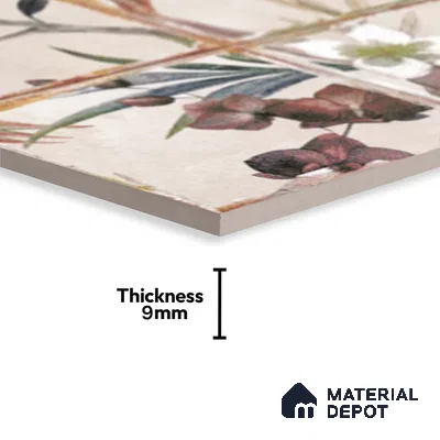 Floral Wall Tile TL 10113 C Antic Rubi Decor-1B (GMH-2) | 1 ft x 1 ft Ceramic Matte Finish - 9 mm | Suitable for Living Room, Bedroom, Terrace, Balcony, Dining | Please Expect a Slight Variation of Pattern