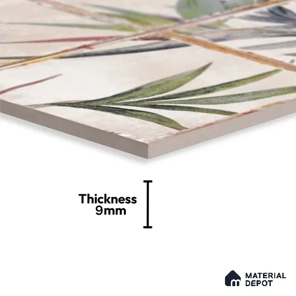 Floral Wall Tile TL 10113 D Antic Rubi Decor-1C (GMH-2) | 1 ft x 1 ft Ceramic Matte Finish - 9 mm | Suitable for Living Room, Bedroom, Terrace, Balcony, Dining | Please Expect a Slight Variation of Pattern