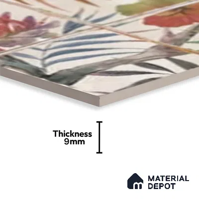 Floral Wall Tile TL 10113 E Antic Rubi Decor-1D (GMH-2) | 1 ft x 1 ft Ceramic Matte Finish - 9 mm | Suitable for Living Room, Bedroom, Terrace, Balcony, Dining | Please Expect a Slight Variation of Pattern (Sample)