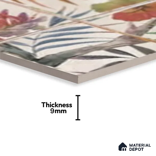 Floral Wall Tile TL 10113 E Antic Rubi Decor-1D (GMH-2) | 1 ft x 1 ft Ceramic Matte Finish - 9 mm | Suitable for Living Room, Bedroom, Terrace, Balcony, Dining | Please Expect a Slight Variation of Pattern (Sample)