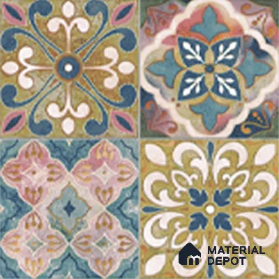 Moroccan Wall & Floor Tile TL 10113 F Antic Multy Decor 1 | 2 Random Designs | 1 ft x 1 ft Ceramic Matte Finish - 9 mm | Suitable for Living Room, Bedroom, Terrace, Balcony, Dining | Please Expect a Slight Variation of Pattern