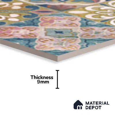 Moroccan Wall & Floor Tile TL 10113 F Antic Multy Decor 1 | 2 Random Designs | 1 ft x 1 ft Ceramic Matte Finish - 9 mm | Suitable for Living Room, Bedroom, Terrace, Balcony, Dining | Please Expect a Slight Variation of Pattern