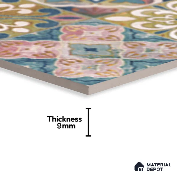 Moroccan Wall & Floor Tile TL 10113 F Antic Multy Decor 1 | 2 Random Designs | 1 ft x 1 ft Ceramic Matte Finish - 9 mm | Suitable for Living Room, Bedroom, Terrace, Balcony, Dining | Please Expect a Slight Variation of Pattern