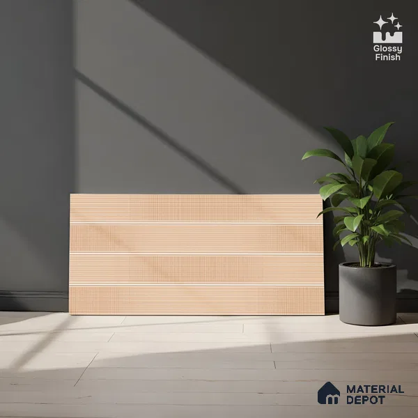 Fabric Highlighter Wall Tile TL 06476 B Sunset Weave 2 ft x 1 ft Glossy Finish Ceramic Tile - 8 mm | Suitable For Kitchen, Bathroom & Accent/Feature Wall