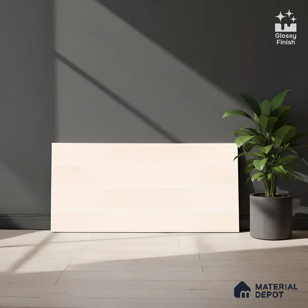 Plain Wall Tile TL 06476 Keradon LT 2 ft x 1 ft Ceramic Glossy Finish - 8 mm | Suitable for Living Room, Kitchen & Bathroom