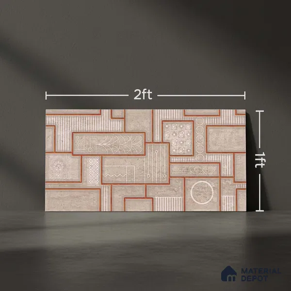 Highlighter Wall Tile TL 06533 B G Nostal Brown HL 2 ft x 1 ft Ceramic Matte Finish - 8 mm | Suitable for Living Room, Kitchen & Bathroom (Sample)