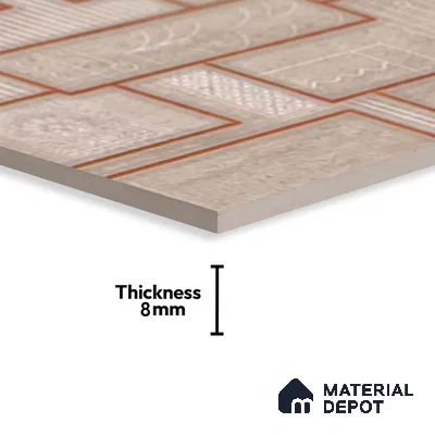 Highlighter Wall Tile TL 06533 B G Nostal Brown HL 2 ft x 1 ft Ceramic Matte Finish - 8 mm | Suitable for Living Room, Kitchen & Bathroom (Sample)