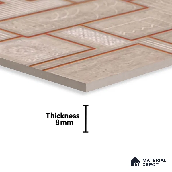 Highlighter Wall Tile TL 06533 B G Nostal Brown HL 2 ft x 1 ft Ceramic Matte Finish - 8 mm | Suitable for Living Room, Kitchen & Bathroom (Sample)