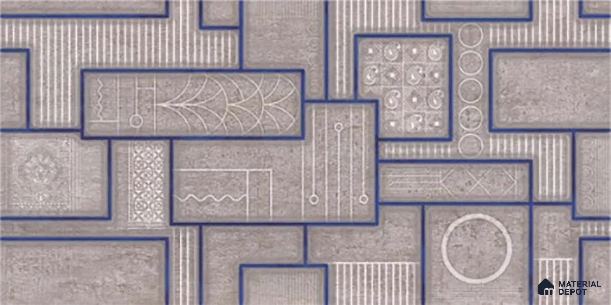 Highlighter Wall Tile TL 06533 E G Nostal Grey HL 2 ft x 1 ft Ceramic Matte Finish - 8 mm | Suitable for Living Room, Kitchen & Bathroom (Sample)