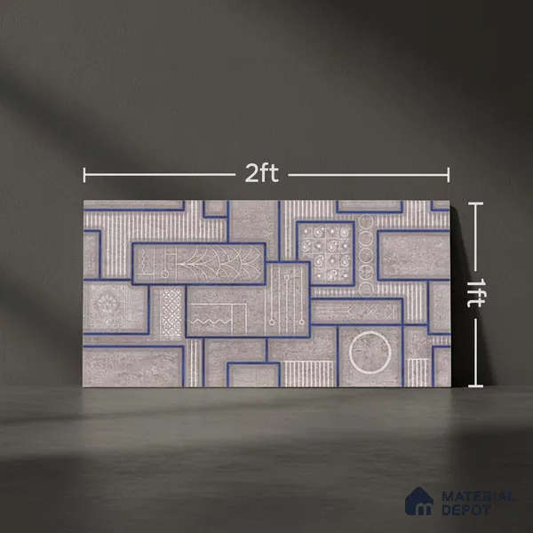 Highlighter Wall Tile TL 06533 E G Nostal Grey HL 2 ft x 1 ft Ceramic Matte Finish - 8 mm | Suitable for Living Room, Kitchen & Bathroom (Sample)