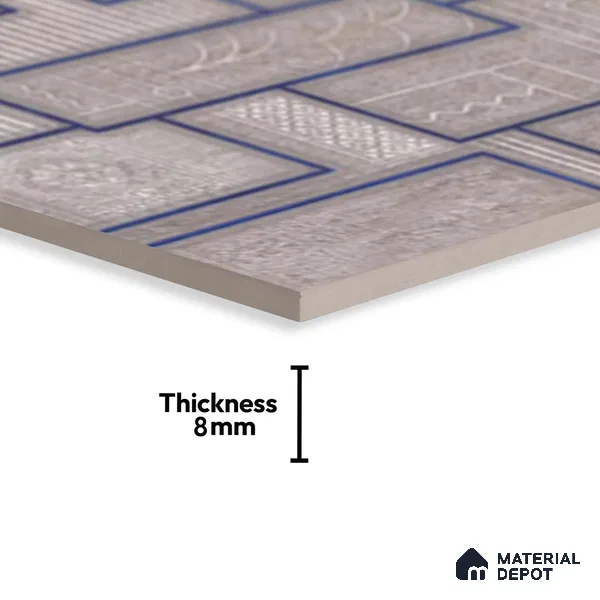 Highlighter Wall Tile TL 06533 E G Nostal Grey HL 2 ft x 1 ft Ceramic Matte Finish - 8 mm | Suitable for Living Room, Kitchen & Bathroom (Sample)