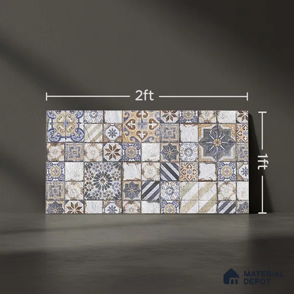 Highlighter Wall Tile TL 06534 E G Zebo Gris HL 2 ft x 1 ft Ceramic Matte Finish - 8 mm | Suitable for Living Room, Kitchen & Bathroom (Sample)
