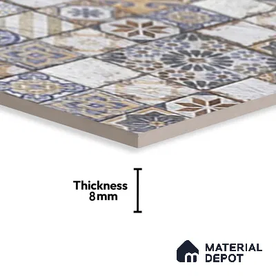 Highlighter Wall Tile TL 06534 E G Zebo Gris HL 2 ft x 1 ft Ceramic Matte Finish - 8 mm | Suitable for Living Room, Kitchen & Bathroom (Sample)