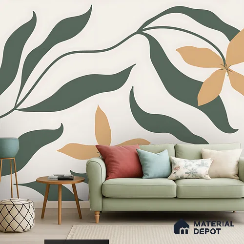 Soft Leaf Bloom Pattern | WP 04124 B Non Woven Matte Finish Florals Style Premium Customized size Wallpaper | 150 GSM WP01MTF Paper | (MOQ = 30 Sq. Ft.)