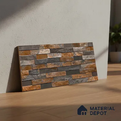 Stacked Stone Wall Tile TL 06583 B Brasil Oxido 2 ft x 1 ft Ceramic Matte Finish - 9 mm | Suitable for Foyer, Balcony, Elevation, Courtyard