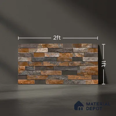 Stacked Stone Wall Tile TL 06583 B Brasil Oxido 2 ft x 1 ft Ceramic Matte Finish - 9 mm | Suitable for Foyer, Balcony, Elevation, Courtyard