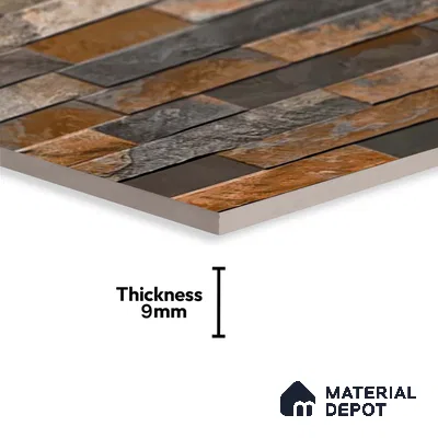Stacked Stone Wall Tile TL 06583 B Brasil Oxido 2 ft x 1 ft Ceramic Matte Finish - 9 mm | Suitable for Foyer, Balcony, Elevation, Courtyard