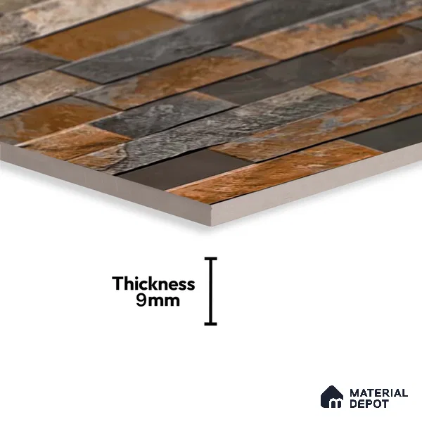 Stacked Stone Wall Tile TL 06583 B Brasil Oxido 2 ft x 1 ft Ceramic Matte Finish - 9 mm | Suitable for Foyer, Balcony, Elevation, Courtyard