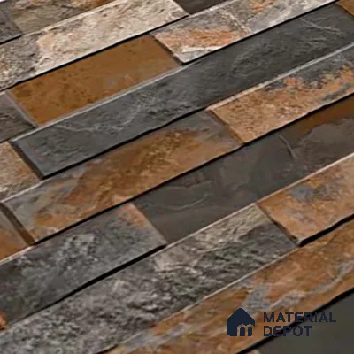 Stacked Stone Wall Tile TL 06583 B Brasil Oxido 2 ft x 1 ft Ceramic Matte Finish - 9 mm | Suitable for Foyer, Balcony, Elevation, Courtyard
