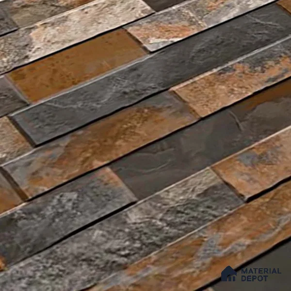 Stacked Stone Wall Tile TL 06583 B Brasil Oxido 2 ft x 1 ft Ceramic Matte Finish - 9 mm | Suitable for Foyer, Balcony, Elevation, Courtyard