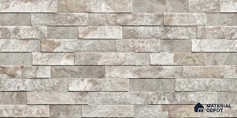 Stacked Stone Wall Tile TL 06583 Brasil Sand 2 ft x 1 ft Ceramic Matte Finish - 9 mm | Suitable for Courtyard, Foyer, Balcony, Elevation (Sample)