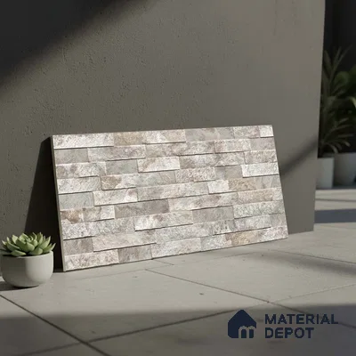 Stacked Stone Wall Tile TL 06583 Brasil Sand 2 ft x 1 ft Ceramic Matte Finish - 9 mm | Suitable for Courtyard, Foyer, Balcony, Elevation (Sample)