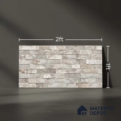 Stacked Stone Wall Tile TL 06583 Brasil Sand 2 ft x 1 ft Ceramic Matte Finish - 9 mm | Suitable for Courtyard, Foyer, Balcony, Elevation (Sample)