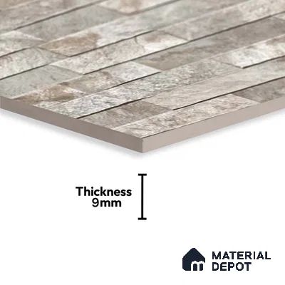 Stacked Stone Wall Tile TL 06583 Brasil Sand 2 ft x 1 ft Ceramic Matte Finish - 9 mm | Suitable for Courtyard, Foyer, Balcony, Elevation (Sample)