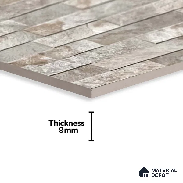 Stacked Stone Wall Tile TL 06583 Brasil Sand 2 ft x 1 ft Ceramic Matte Finish - 9 mm | Suitable for Courtyard, Foyer, Balcony, Elevation (Sample)