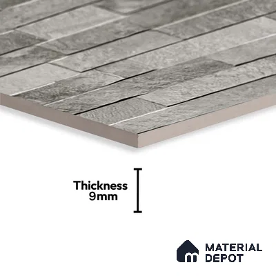 Stacked Stone Wall Tile TL 06583 C Brasil Gris 2 ft x 1 ft Ceramic Matte Finish - 9 mm | Suitable for Courtyard, Foyer, Balcony, Elevation